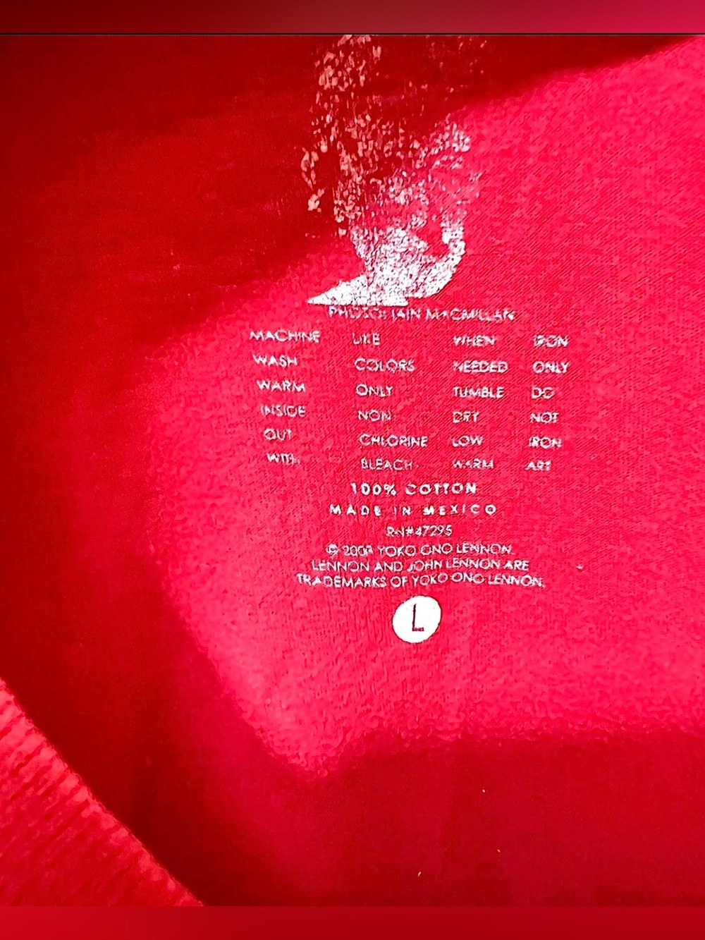 John Lennon - “Power To The People” Vintage - 2008 Red Shirt - Picture 3 of 4